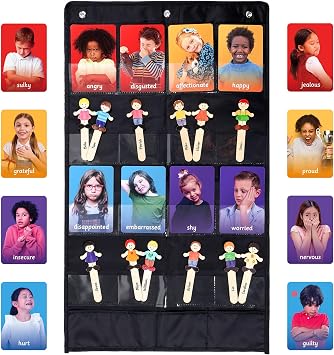 MEORCO Feelings Chart for Kids Emotions Chart with Flash Cards Homeschool