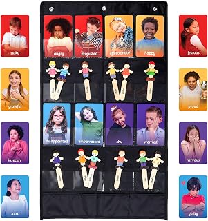 MEORCO Feelings Chart for Kids Emotions Chart with Flash Cards Homeschool