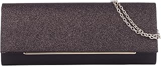 Pochette nera con patta glitterata – Pochette da sera – Pochette per matrimonio – Borsa da sera – Borsa da donna