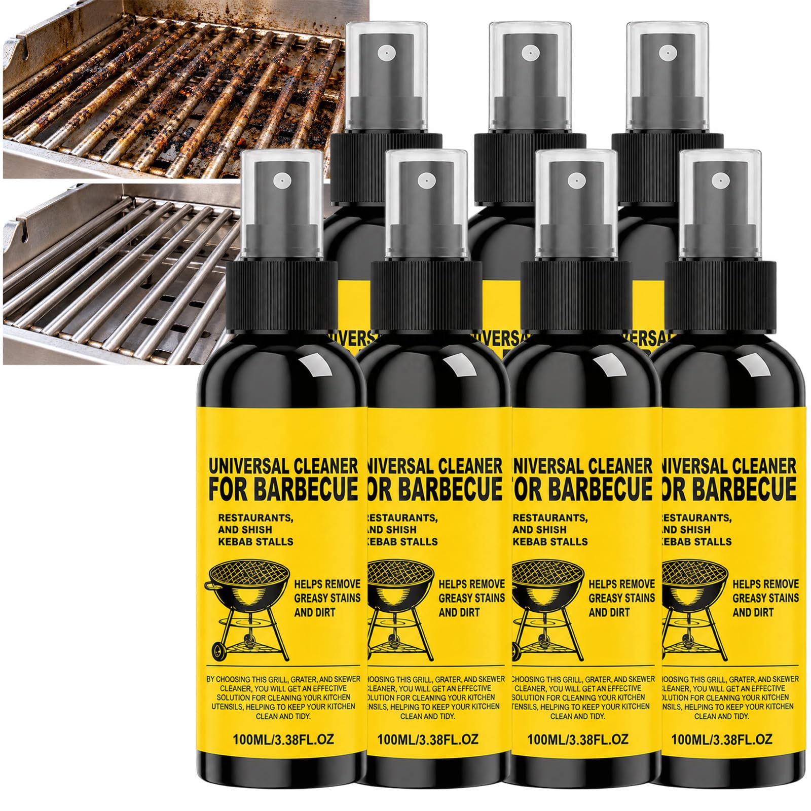 Robusto detergente per griglia, potente grasso per griglia e spilla, detergente universale per griglia da esterno, rimuove grassi e scarti di cibo (7pcs)