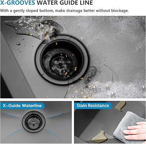 Miniatura 63 de Fregadero de lavandería de 21 x 18 pulgadas de montaje bajo encimera – Acero inoxidable 304 de calibre 16 cepillado dorado NANO-PVD de 12 pulgadas