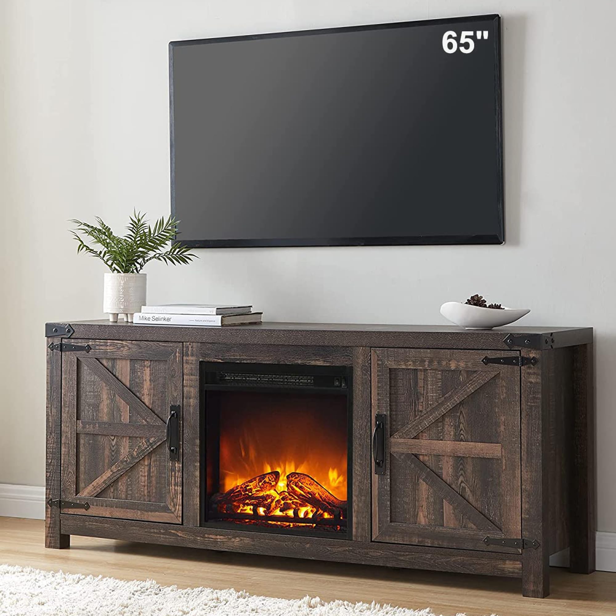 Amazon.com: Luban Nese Fireplace TV Stand for TVs Up to 65" with 23 ...