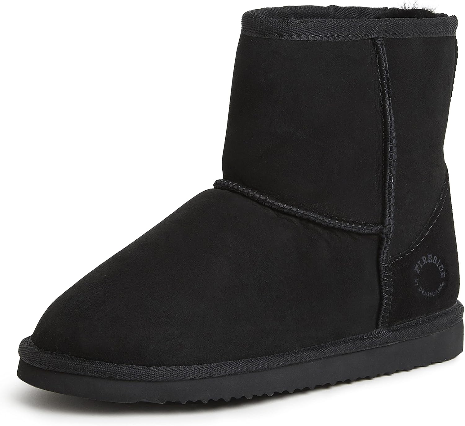 Fireside by Dearfoams Women's Rosebery Genuine Shearling Water Resistant Boot, Black, 10