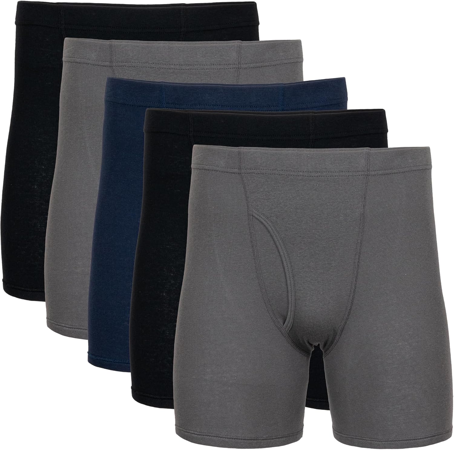 Gildan Men's Underwear Covered Waistband Boxer Briefs, Multipack