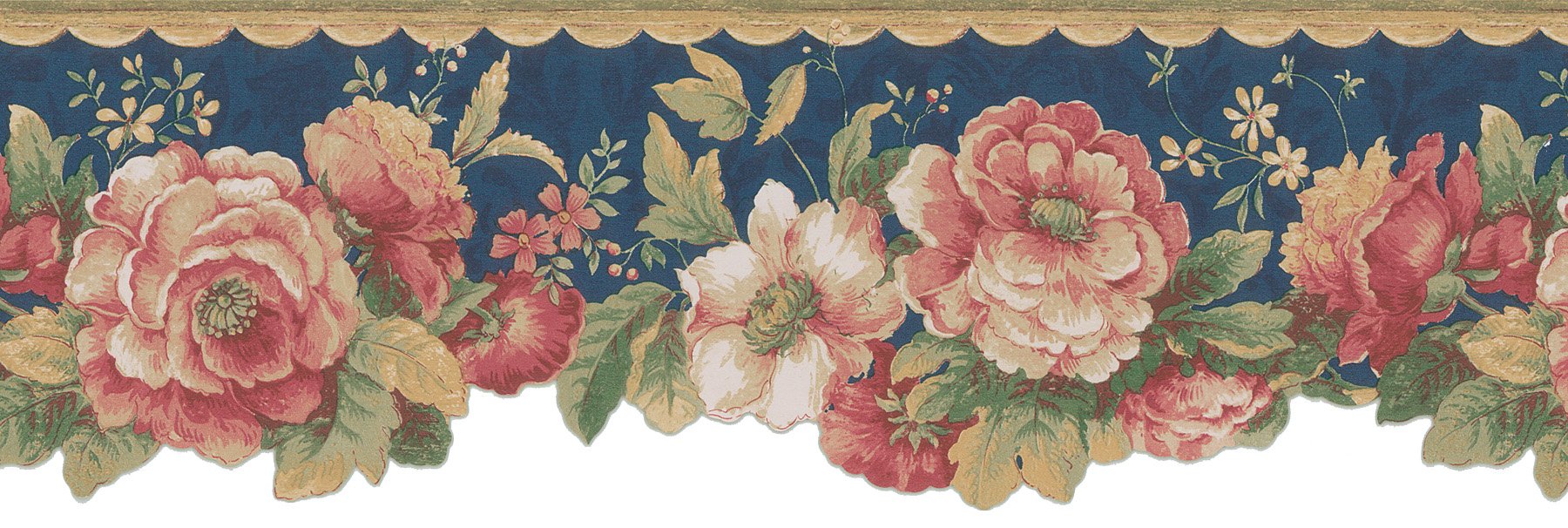Frise murale découpée haut de gamme Brewster Interiors III motif roses romantiques