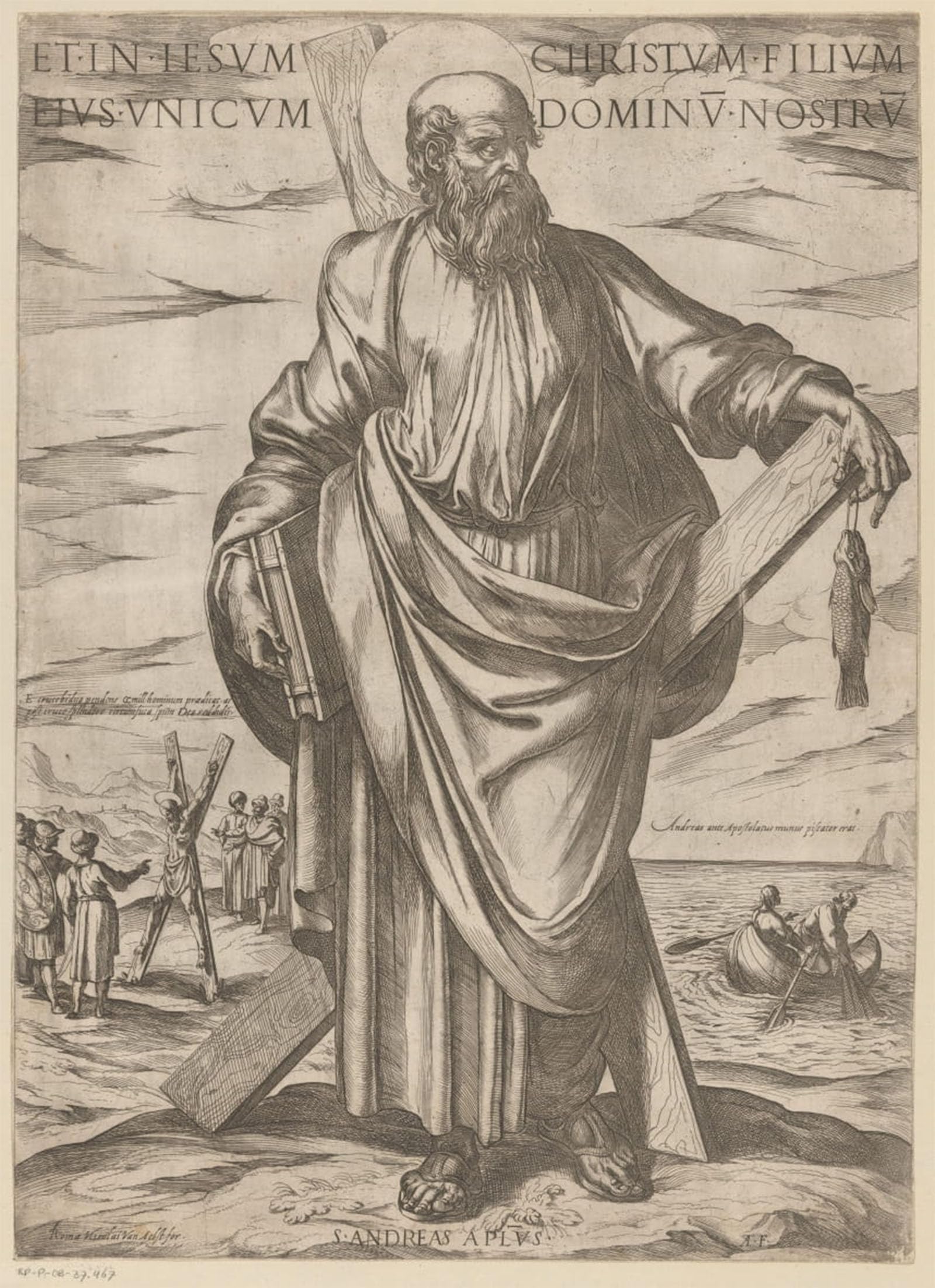SERENDIPITP Vintage Picture Print on Canvas Wall Art Poster Saint Andrew by Antonio Tempesta Artwork Print Poster for Wall Decor 60x90cm