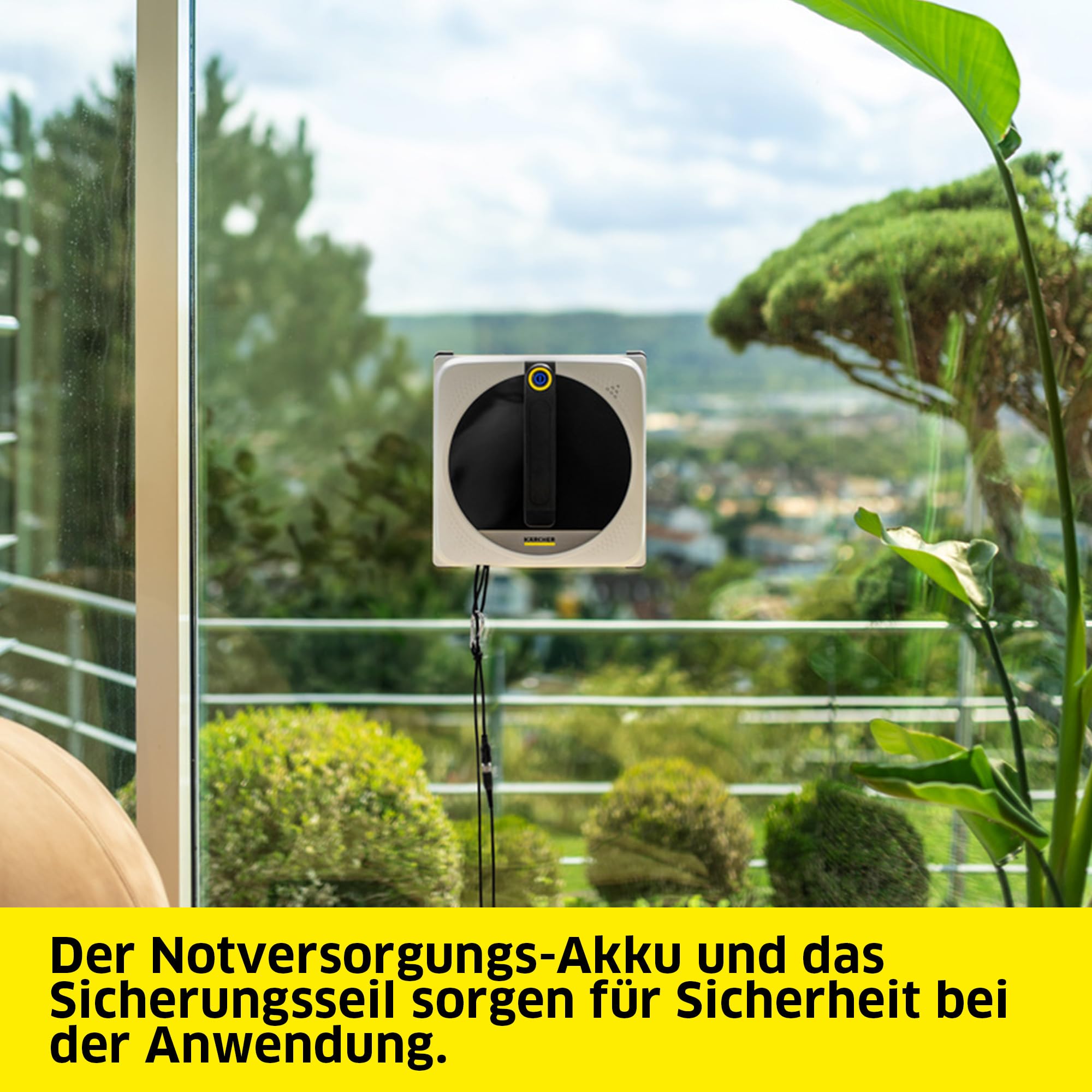KÄRCHER Fensterputzroboter RCW 4 Extra+, automatische Fensterreinigung, mit Sicherungsseil und Notversorgungs-Akku, 2,5 min/m², Tank: 150 ml, 5 Reinigungsmodi, Kabel: 5 m, 6 Wischtücher