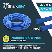 Vista 2 de SharkBite - Tubería de agua flexible PEX azul de 1/2 pulgadas x 300 pies para fontanería, PEX-B, U806B300
