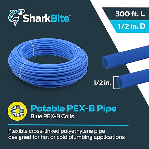 Miniatura 2 de SharkBite - Tubería de agua flexible PEX azul de 1/2 pulgadas x 300 pies para fontanería, PEX-B, U806B300