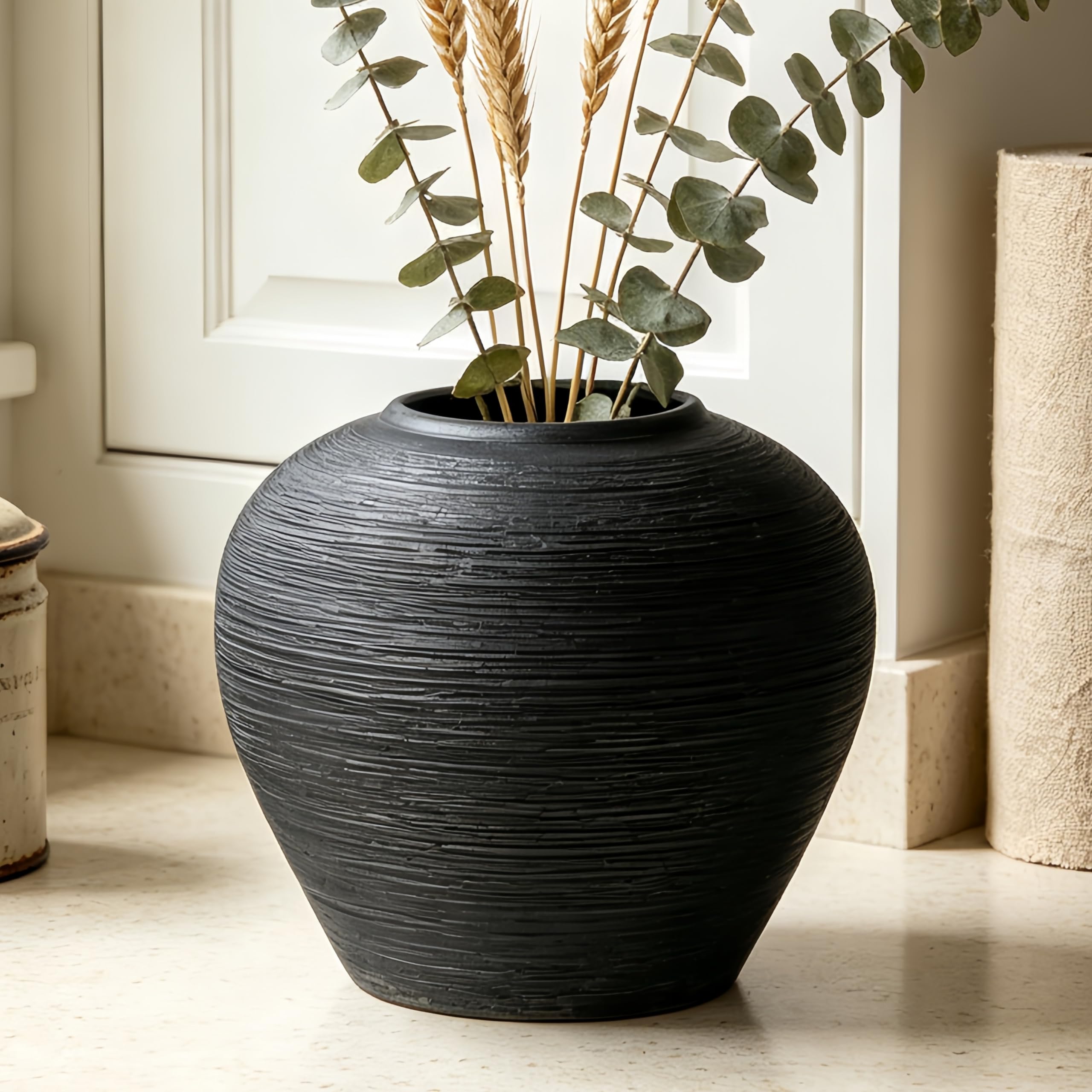 Amazon.com: Black Rustic Farmhouse Ceramic Vase, 6.8 Inch
