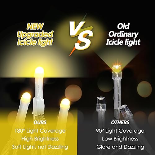 Miniatura 4 de LANFU 1216 luces LED, 98 pies, 228 gotas de luces de carámbano, luces de Navidad para decoración de interiores y exteriores, tira de luces