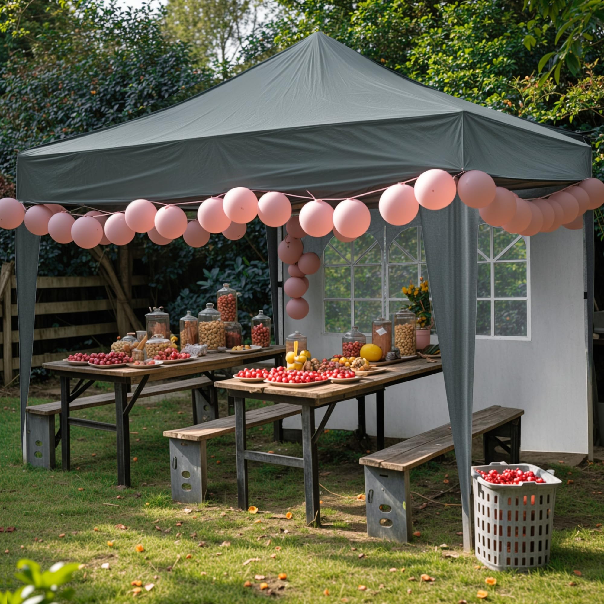 Pavillon 3x3m, Pop-Up Faltpavillon Wasserdicht, Gartenzelt UV Schutz 50+, Partyzelt wasserdicht stabil mit Tragetasche, Höhenverstellbar Faltbar Gartenzelt mit 4 Seitenwänden, für Garten, Party (3*3M)