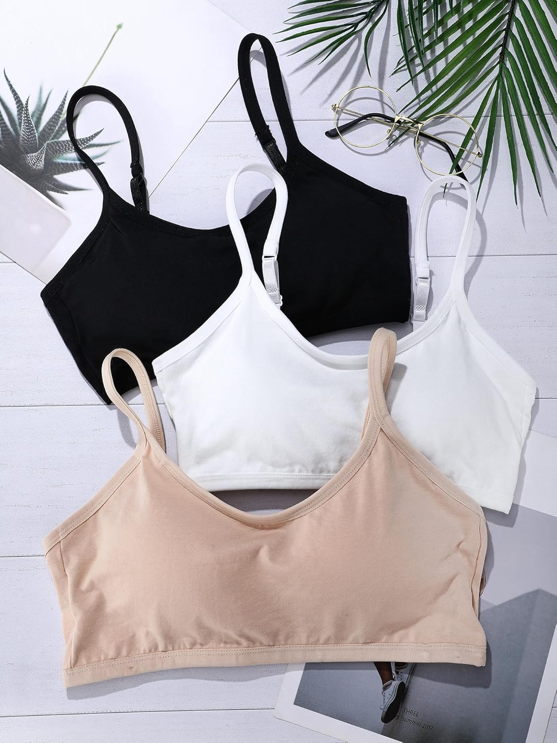 Blulu 3 Pieces Mini Camisole Bra Wireless Padded Bra with Adjustable Straps for Women Girls - Image 7