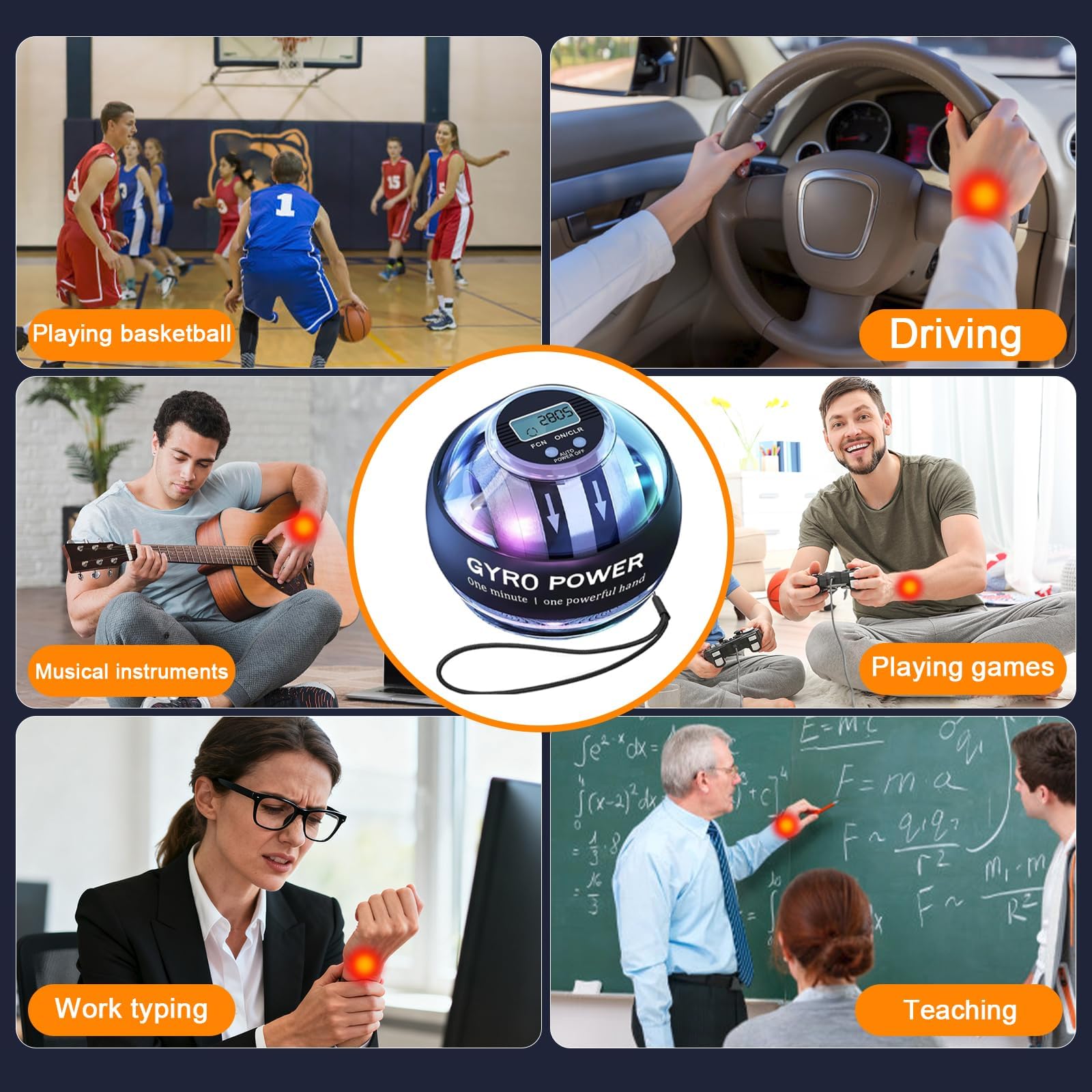 Gyro-Ball-Gyroskop, Torque-Ball mit Zähler, Auto-Start-Handgelenkskraft, LED-Gyroskop-Handgelenkstrainer für Unterarm- und Handkrafttraining, Fingerübung mit Zähler