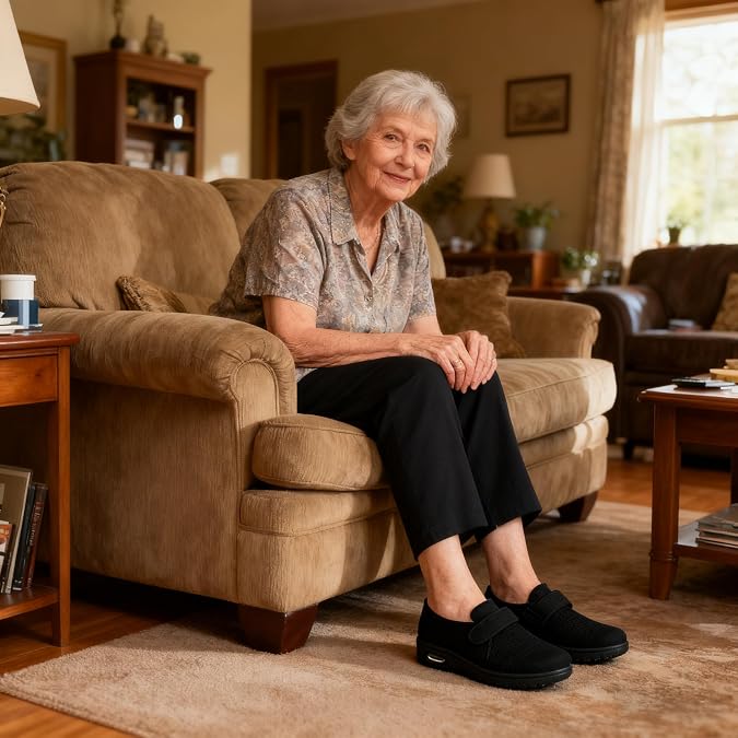 Mei MACLEOD Diabetic Shoes for Women Wide Width, Elderly Shoes for Pain Relief Swollen Feet Shoes for Diabetics Plantar Fasciitis