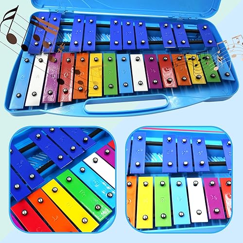 Miniatura 35 de Soulmate Xilófono, instrumento de xilófono Glockenspiel de 25 notas para niños, juguete musical de metal, instrumento de percusión profesional