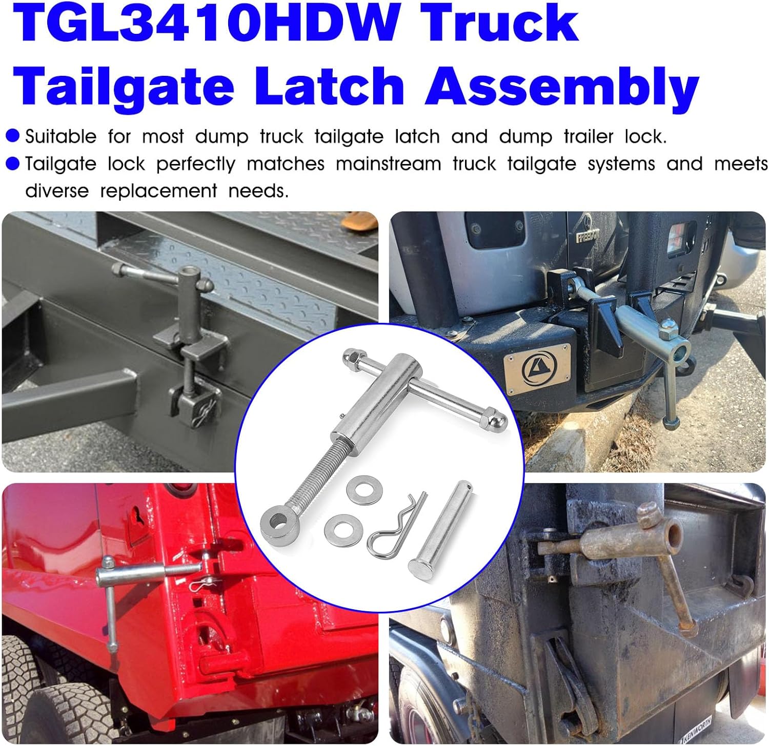 Tailgate Latch Assembly TGL3410HDW Replacement Dump Truck Tailgate Latch TGL34SBR TGL3410 TGL3410ST Trailer Tailgate Locks,Steel Heavy Dump Truck Tailgate Lock Assembly Kit