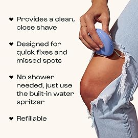 Alleyoop Portable Travel Razors For Women - Perfect For Touch Ups On-The-Go - Includes Refillable Blades, MoisturizingBar & Water Spray Bottle - Safe For All/Sensitive Skin Types (Periwinkle)