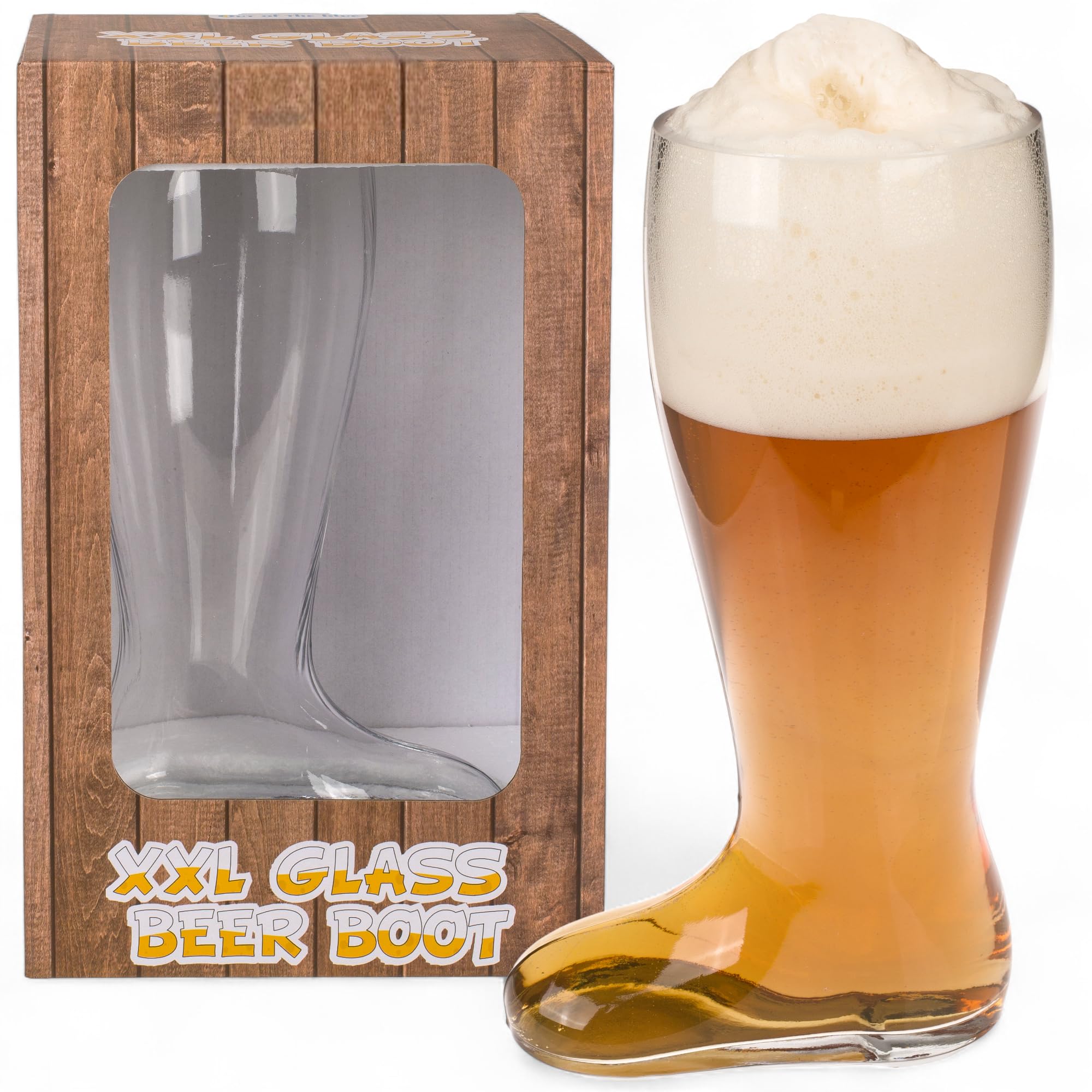 MIJOMA Verre à bière XXL 2 litres – Chope à bière Jumbo en verre pour fête de la bière, fête, fête des pères, cadeau pour homme, jeu à boire, hauteur 32,5 cm