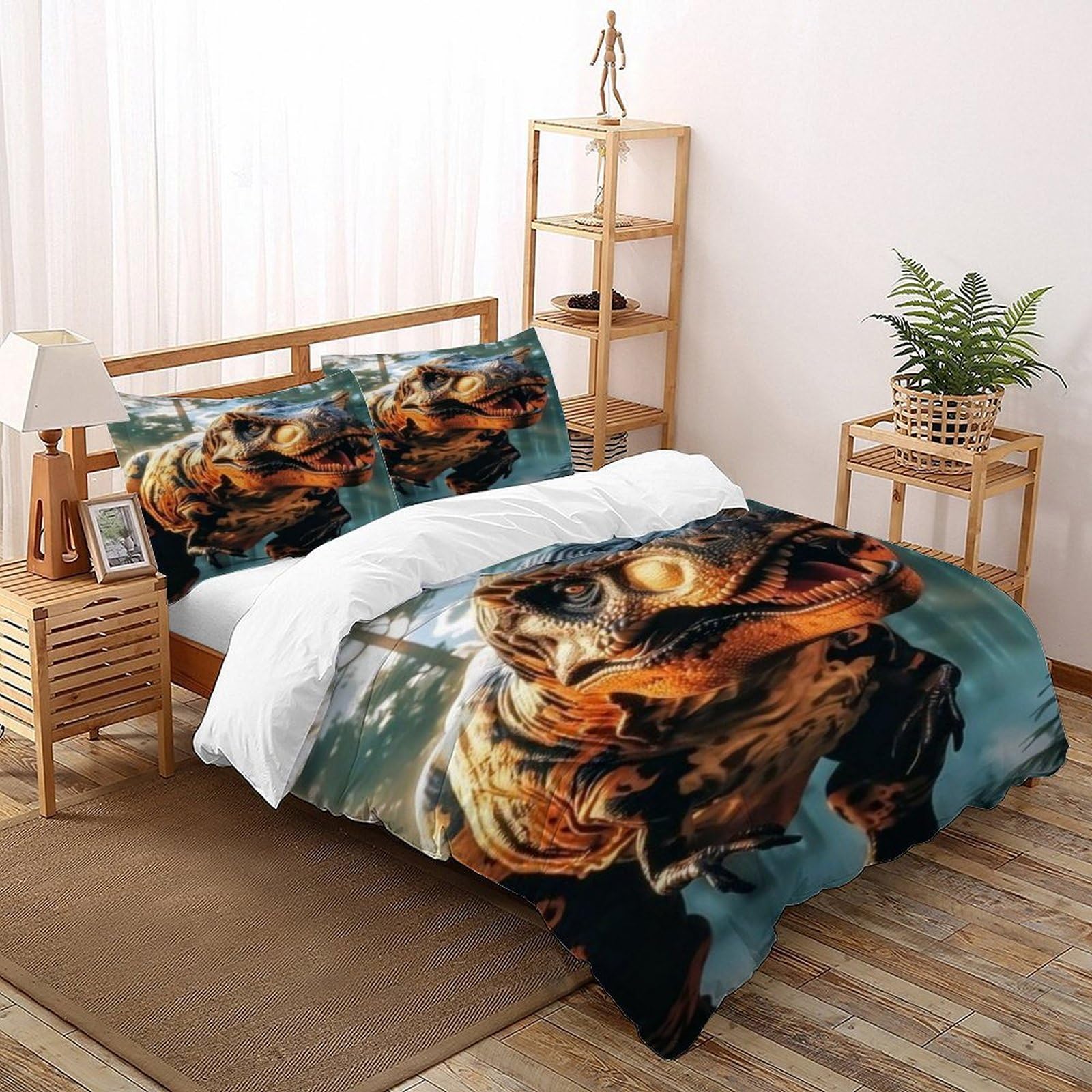 Parure de couette Dino Forest en microfibre housse de couette 260x220cm 3 pièces