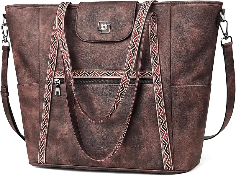 Large Laptop Tote Bag for Women Designer Leather Laptop Bag, 15.6in | Fashion Travel Backpack Purse Shoulder Handbag Fits 15.6 Laptop, Daily, Work, Business Trip, Weekend Travel, Teacher