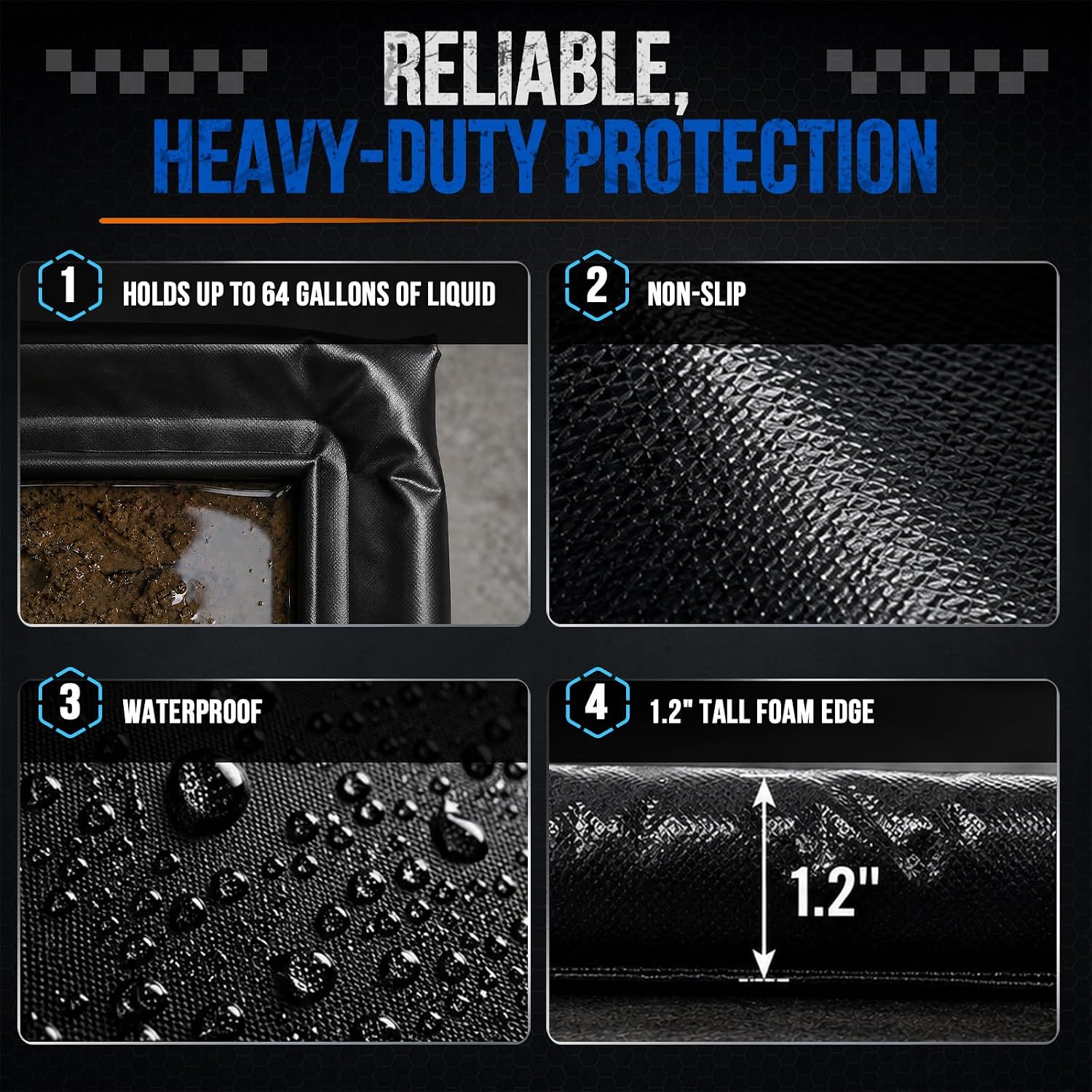 7'9" x 16' Garage Floor Mat, Heavy-Duty Containment Mat for Under Car