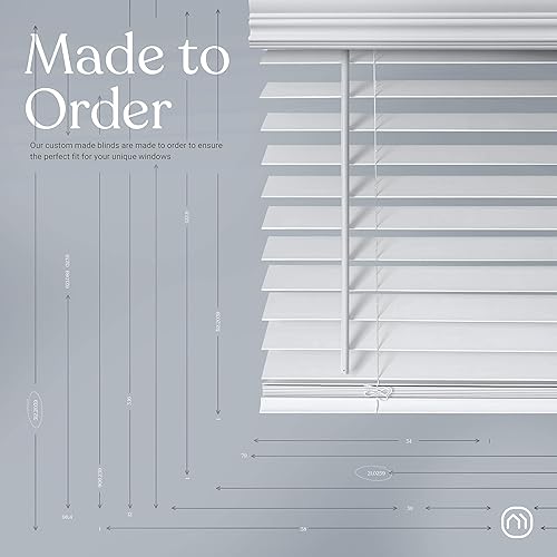Miniatura 4 de MOOD Persianas de madera sintética Luxe  Persianas de 54 pulgadas para ventanas  Tratamiento de ventana blackout inalámbrico de 2 pulgadas  Blanco