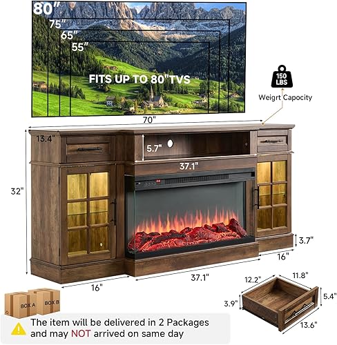Miniatura 96 de ROCKPOINT Argus - Centro de entretenimiento, consola de almacenamiento para multimedia, TV con base (70 pulgadas), color negro Negro -,Carbón
