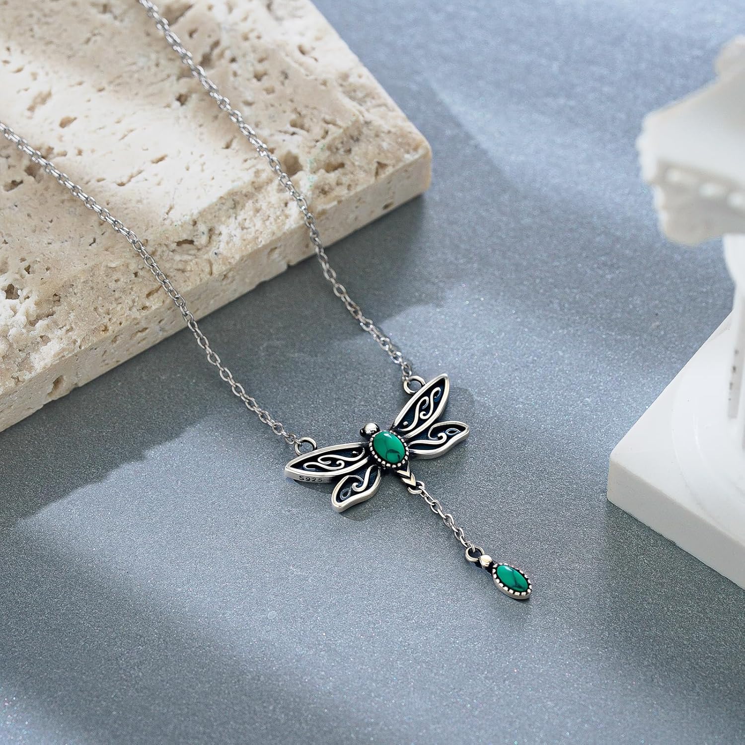 Dragonfly Necklace 925 Sterling Silver Turquoise Western Necklaces Dragonfly Jewelry Gifts for Women - Image 3