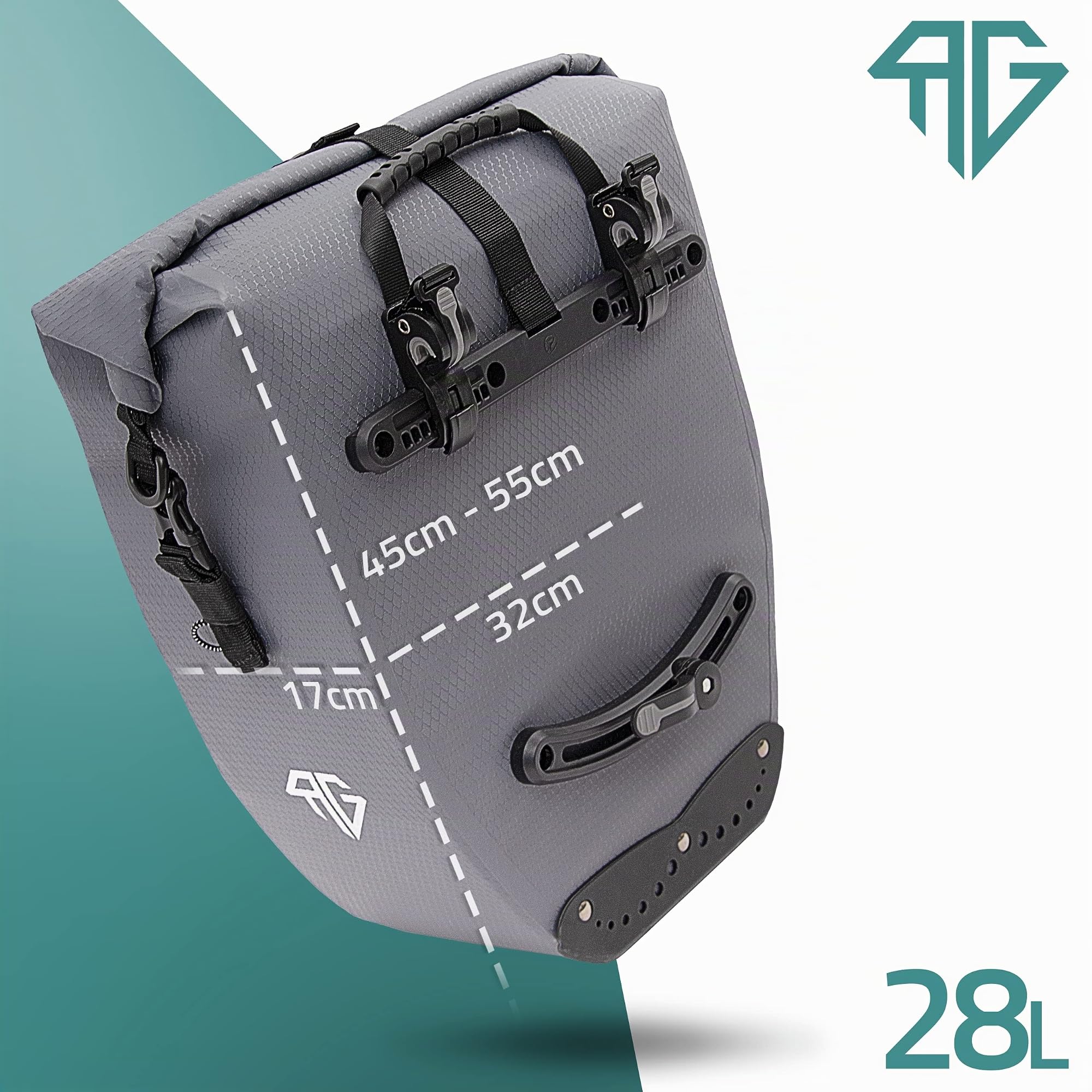 RADGEIST Sacoche de vélo pour porte-bagages - Sac pour porte-bagages de vélo - Sac de porte-bagages étanche et sac à bandoulière - Sacoche de vélo avec réflecteurs