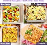 8 x 8-Inch Baking Pan, E-far Square Cake Brownie Baking Pans Stainless Steel Bakeware Set of 2, Fits in Small Toaster Oven, Non-toxic & Dishwasher Safe