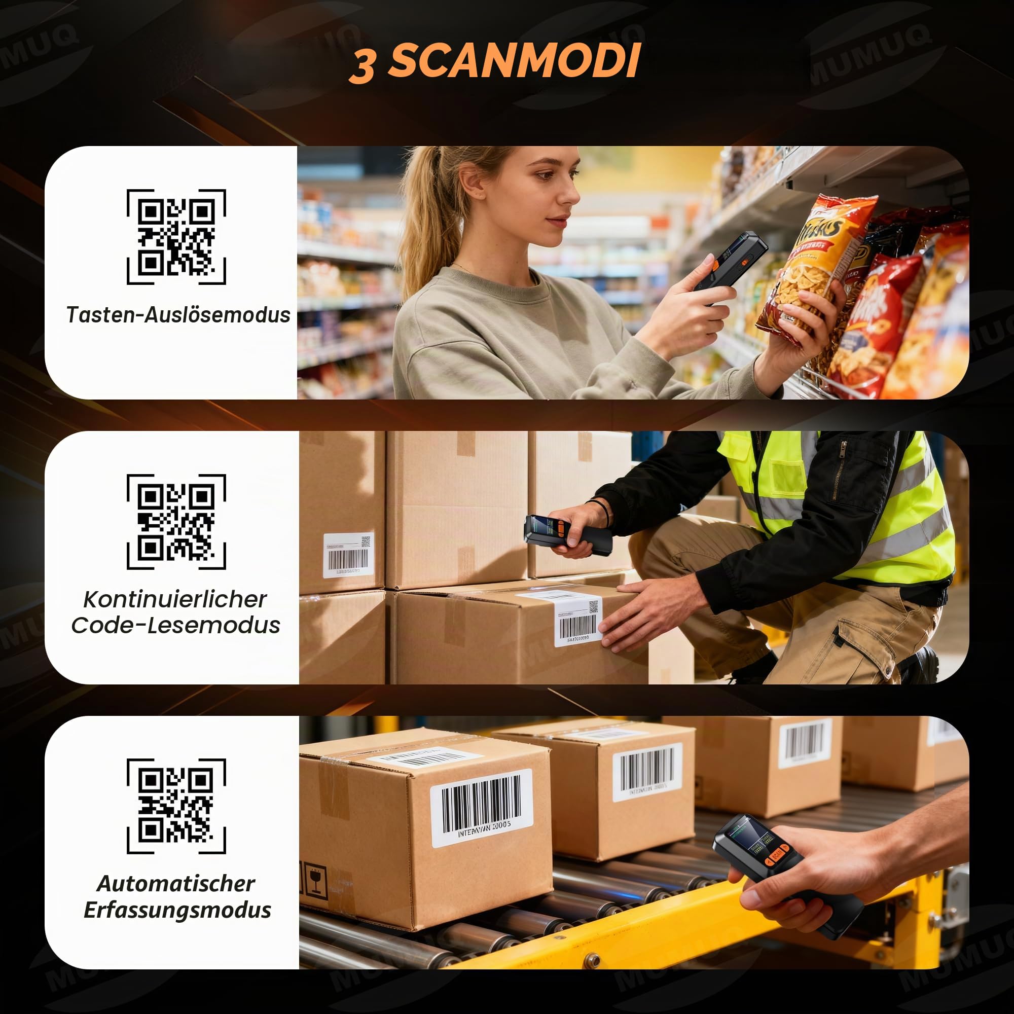 Kabelloser Barcode Scanner Mini mit LCD Display Bluetooth 1D 2D QR Code 3-in-1 Kompatibel Windows Android iOS