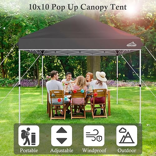 Miniatura 10 de Tienda de campaña desplegable de 10 x 10 pulgadas, toldo instantáneo para exteriores para fiestas con bolsa con ruedas, color negro