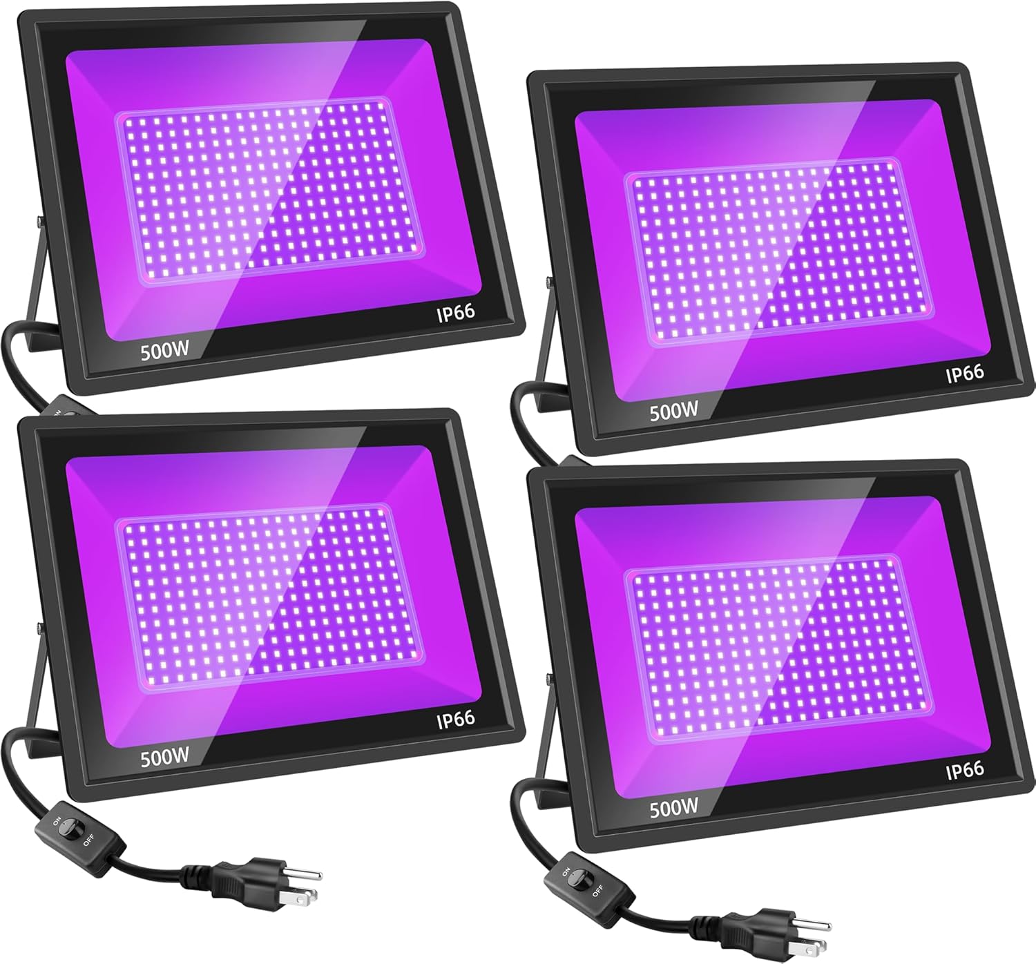 300W Black Light, LED Blacklight with US Plug & Switch, Black Lights for Glow None Party, Halloween, Body Painting, Fluorescent Painting, Tapestry (3 Pack)