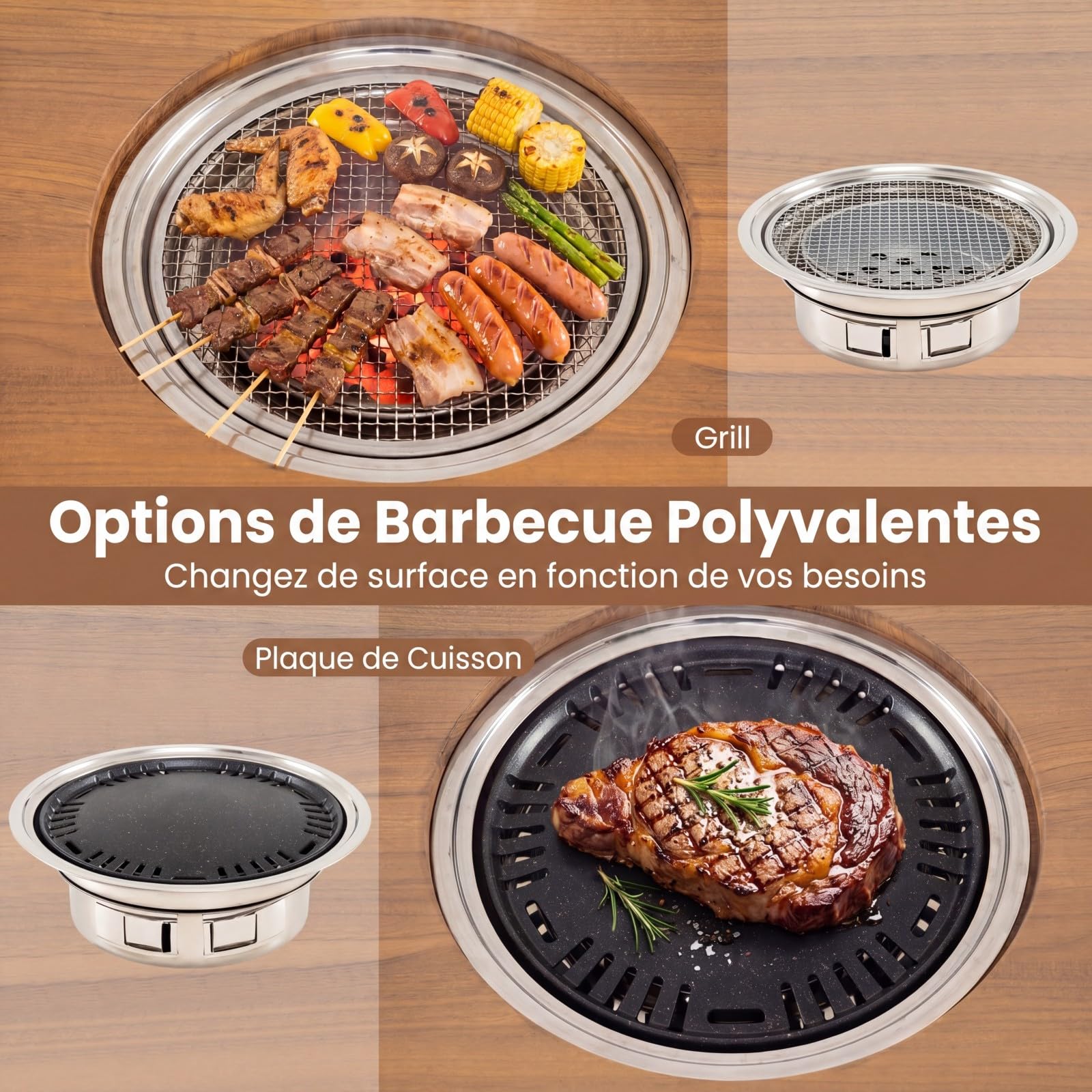 KOMFOTTEU Carrello Barbecue con Forno, Carrello Picnic a 3 Livelli, Piano Laterale Pieghevole, Griglie e Teglie, Carrellino con Ruote per Cucina in Terrazzo e Giardino, 94,5 x 75 x 78,5 cm