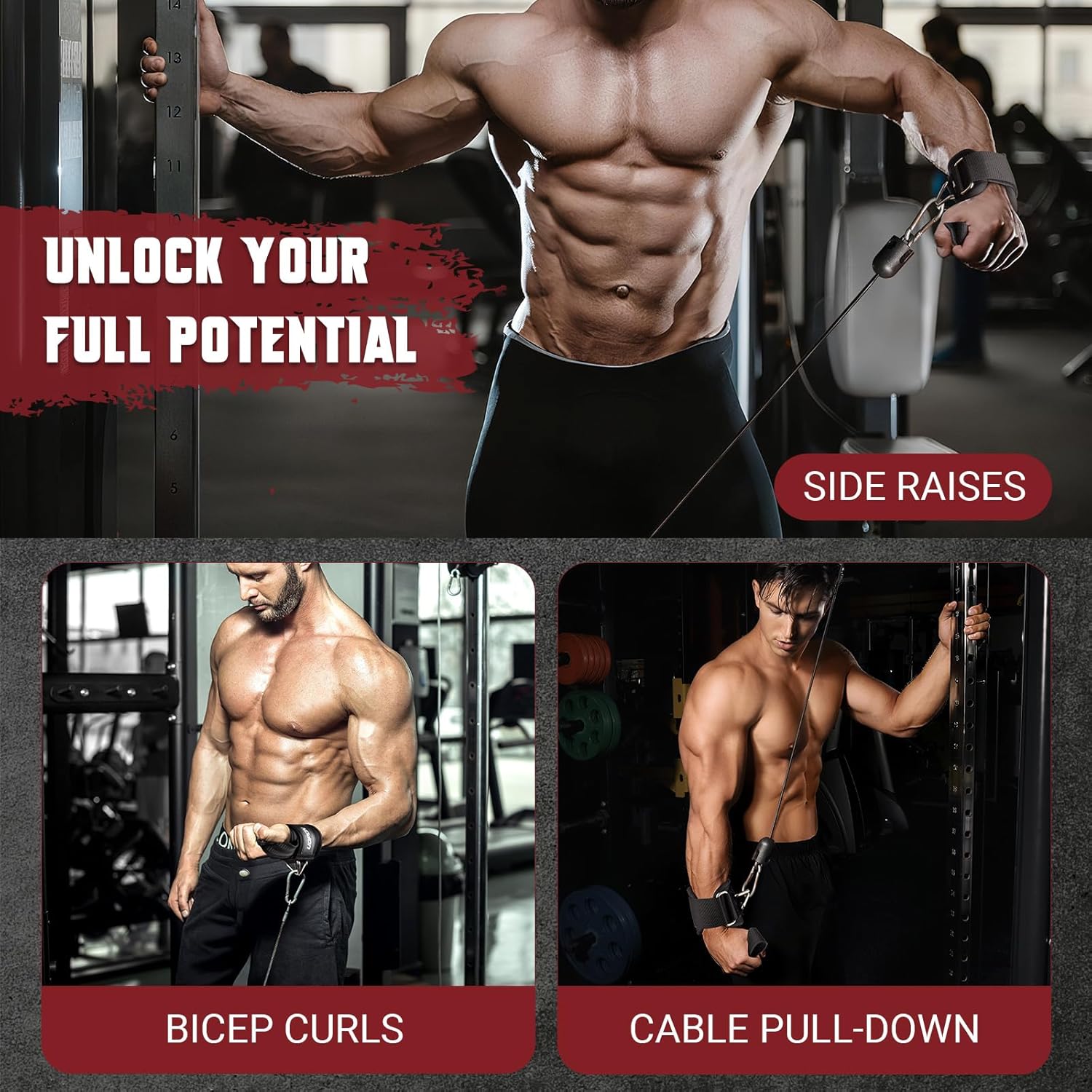 Weight Lifting Straps with Rings, 2 in 1 Wrist Straps for Weightlifting and Cable Machine with Double Triangle Rings and Non-slip Latex Thread, Lifting Cuffs for Home Gym Workout - Image 7