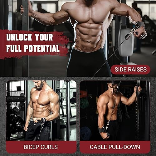 Miniatura 7 de Correas de levantamiento de pesas para hombres, correas de muñeca 2 en 1 para levantamiento de pesas y máquina de cables con anillos triángulos