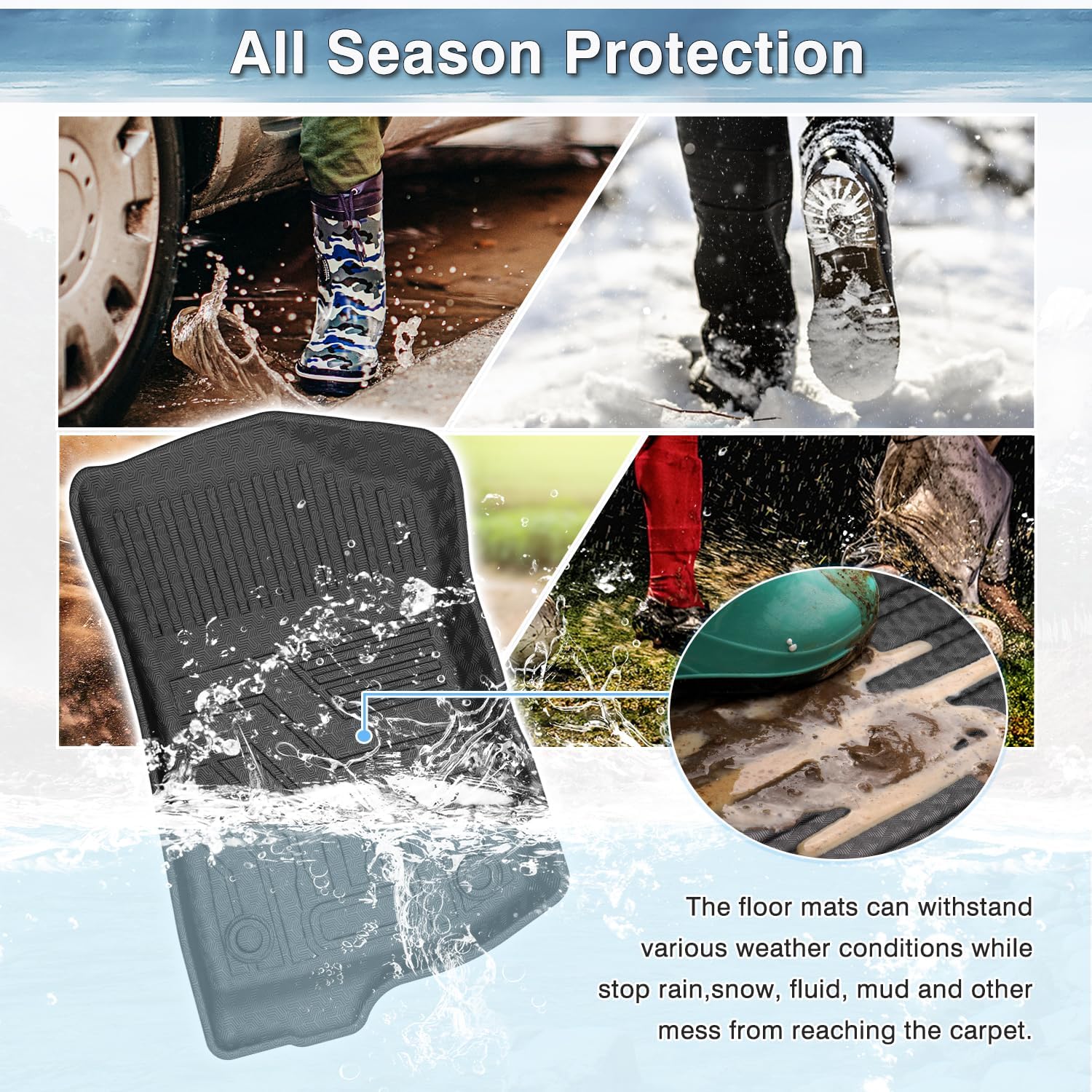 Mixsuper Floor Mats for 2021-2025 2026 Jeep Wrangler Unlimited 4XE PHEV 4 Door, All Weather TPE 3D Floor Liners 2 Row Set, Black (Not for 2 Door or JL Models)