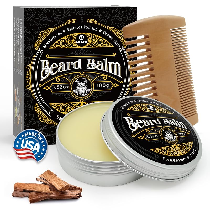 Bálsamo condicionador sem enxágue para barba MEKER com escova, 100 g