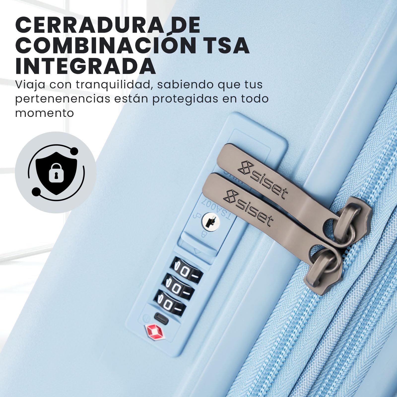 Urban Wave Maleta de Viaje Grande (23Kg) Expandible (78x50x30/35cm), Fabricada en Polipropileno, 4 Ruedas Dobles y Cerradura Combinación TSA. (Grande XL), (127L), (4.4kg), (Azul Claro).