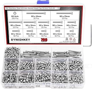 DYWISHKEY 700 Pieces M3 Stainless Steel 304 H...,