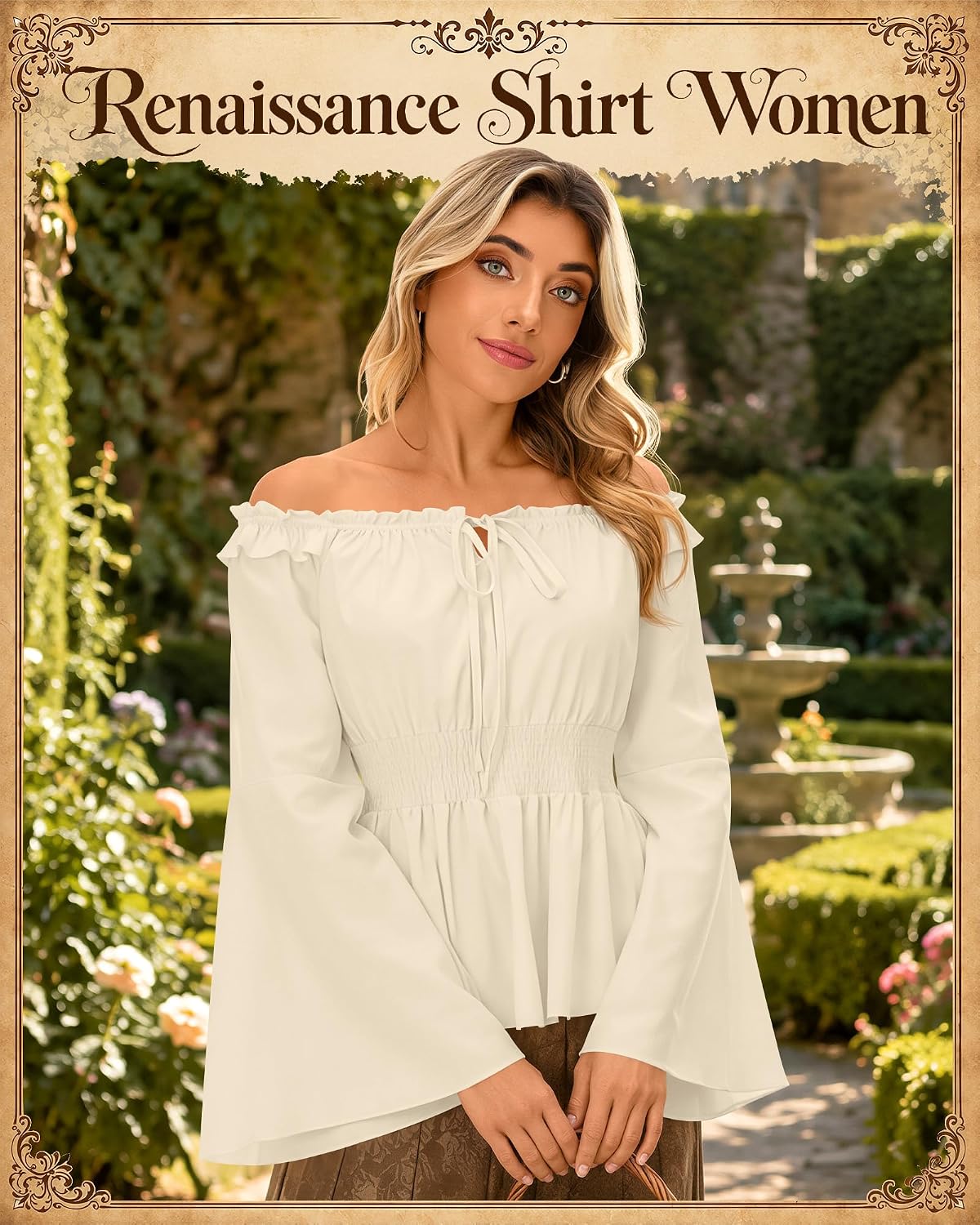 Neer Renaissance Shirt Women Peasant Pirate Off Shoulder Top