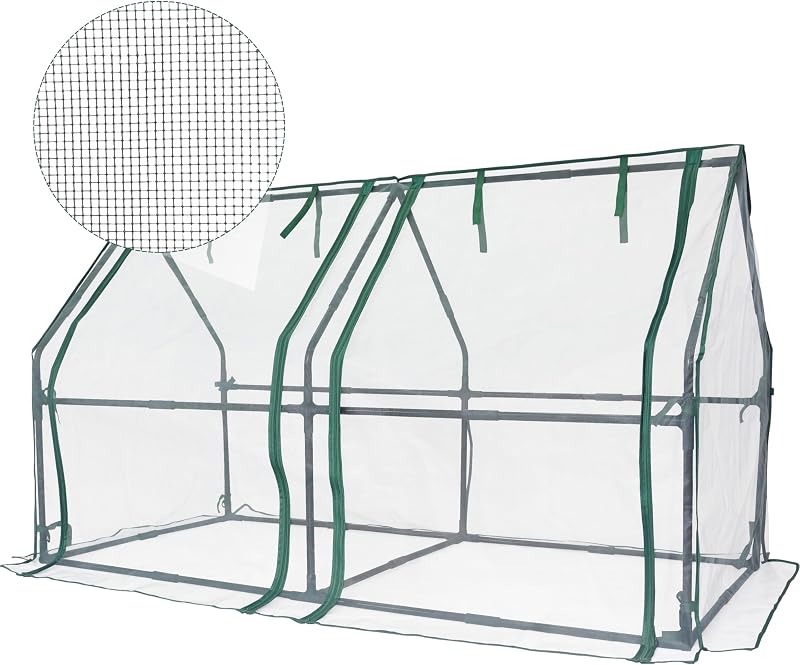 Mini invernadero con cubierta de malla con cremallera 71.7"(L) x36.2(W) x42.5(H) | Invernadero portátil para exteriores con estructura de acero, ventilación mejorada, ideal para primavera, verano y otoño