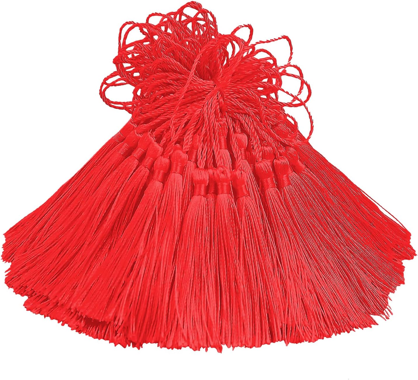 Aokbean 100pcs 5 Inches Handmade Silky Floss Soft Craft Bookmark Tassels with Loops for DIY, Jewelry Making, Graduation Tassel,Bookmarks,Souvenir (Red)