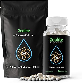 Suspended Solutions - Zeolite Clinoptilolite - 90 Capsules - Responsibly Mined - All Natural Mineral Detox Removes Chemicals Safely and Effectively - Restores Gut Health and Boosts Immunity