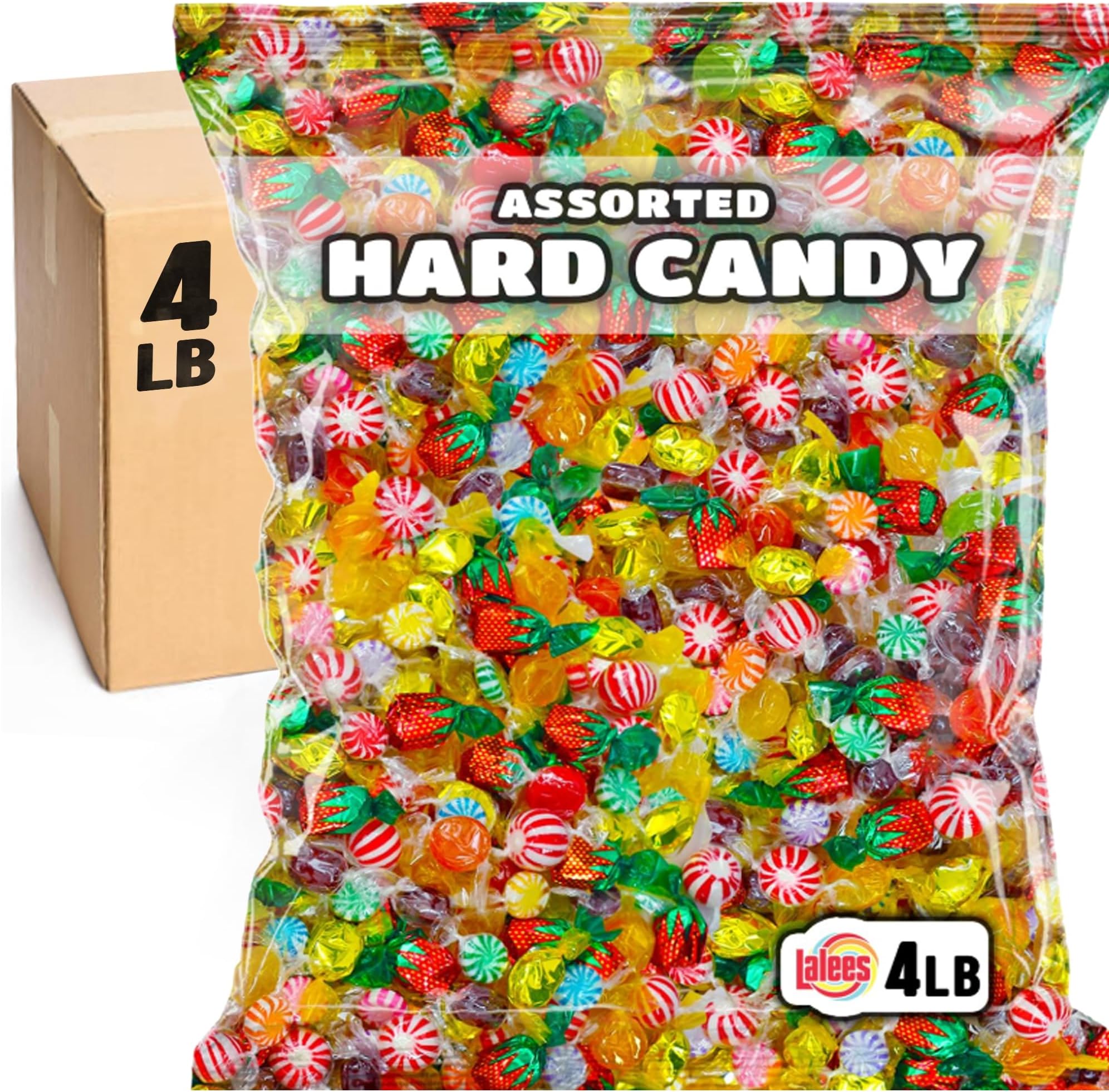 Lalees Bulk Hard Candy – 4 Pounds Individually Wrapped Classic Mix – Office Candy Variety Pack for Desk, Front Counter, Lobby & Events