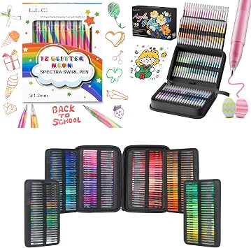 LIULIUCAI 312 Pack Gel Pens and 12 Colors Glitter Rainbow Gel Pens and 100 Colors 3D Acrylic Gel Pen