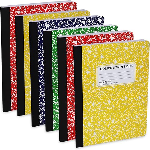 Cuaderno de reglas anchas, cuadernos de composición con rayas anchas, papel de cuaderno de reglas anchas -9-34 x 7-12 pulgadas - 100 hojas (200