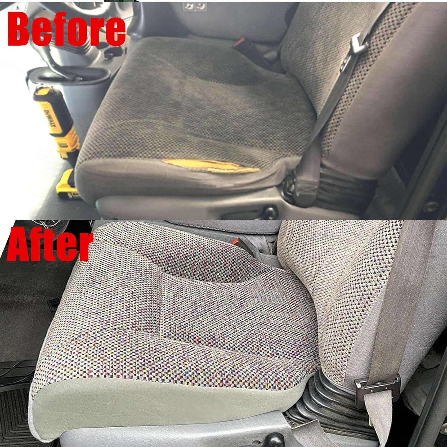 SecosAutoparts Driver & Passenger Side Bottom & Top Lean Back & Foam Cushion Replacement Seat Cover Fabric Cloth Compatible with Dodge Ram 1500 2500 3500 4500 5500 1998 1999 2000 2001 2002