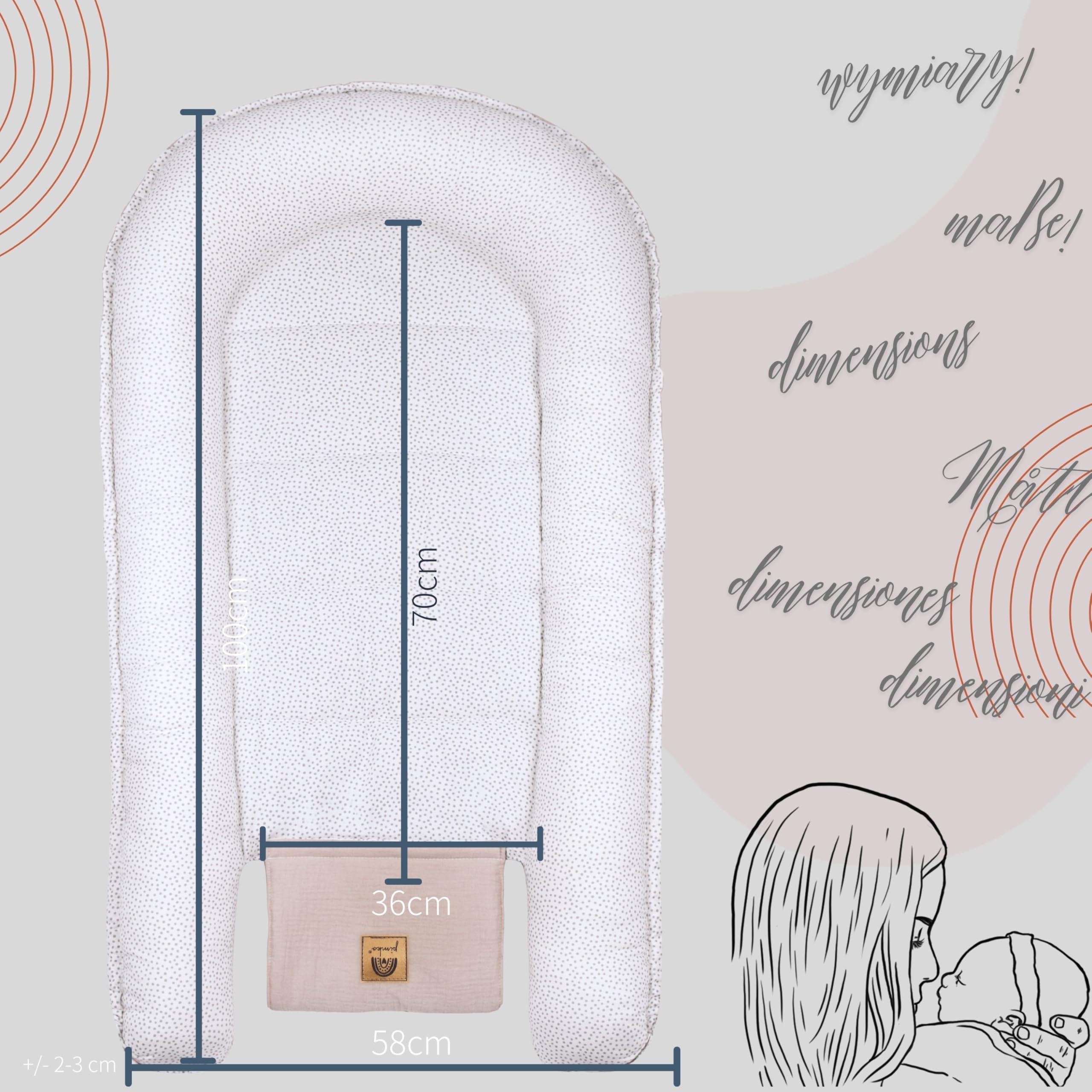 PIMKO Nido per Neonato Riduttore lettino per neonati Culla 60 x 90 cm mussola di cotone, colore: beige, ecru dost